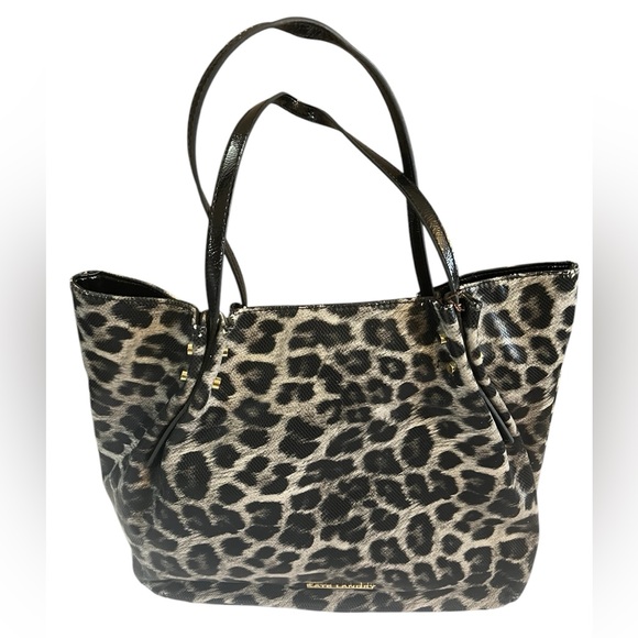 Kate Landry Handbags - Kate Landry Large Grey Leopard Print Tote Bag